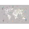 Мапа світу на українській мові із повітряними кулями у сірому кольорі 150*98 см