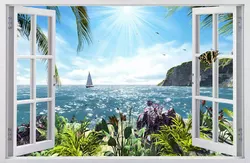 Наклейка інтер'єрна Вікно з видом на море 150*100 (178128008)