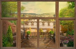 Наклейка інтер'єрна Вікно з видом на місто 150х98 см (27052217)