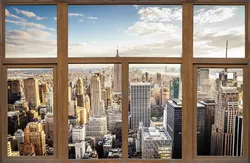 Наклейка інтер'єрна Вікно з видом на місто 150х98 см (2705221)