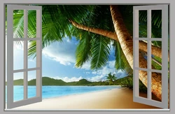 Наклейка інтер'єрна Вікно з видом на пляж 150х98 см (27052214)