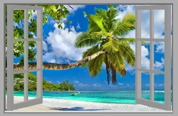 Наклейка інтер'єрна Вікно з видом на пляж 150х98 см (27052213)