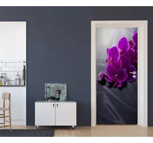 Наклейка інтер'єрна на двері Фіолетові орхідеї 104х210см 417469495