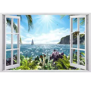Наклейка інтер'єрна Вікно з видом на море 150*100 (178128008)