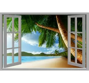 Наклейка інтер'єрна Вікно з видом на пляж 150х98 см (27052214)