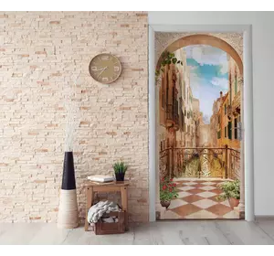 Наклейка інтер'єрна на двері Арка з видом на Венецію 104х210см 504317242