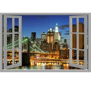 Наклейка інтер'єрна Вікно з видом на нічне місто 150х98 см (2705223)