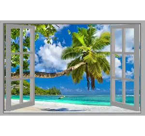Наклейка інтер'єрна Вікно з видом на пляж 150х98 см (27052213)